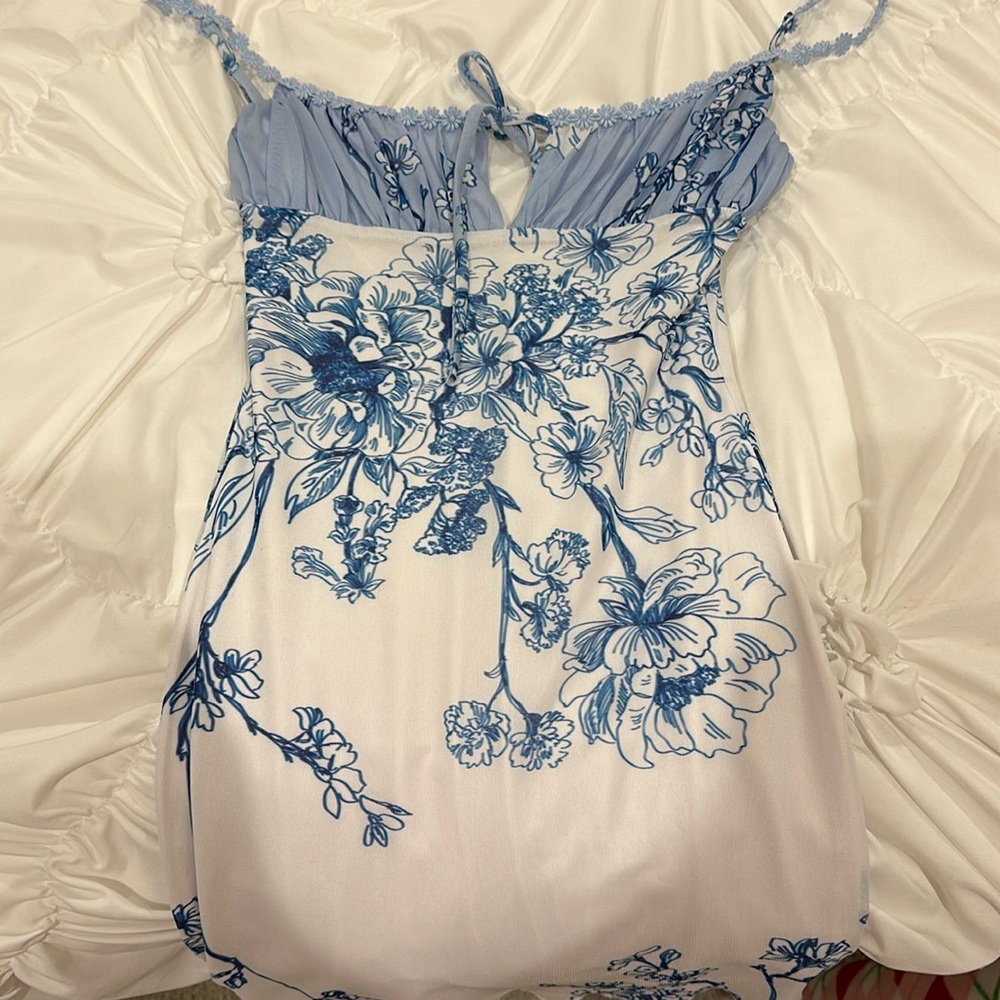 Tiger must blue and white mini dress